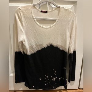 Long sleeve bleached dip dye tee